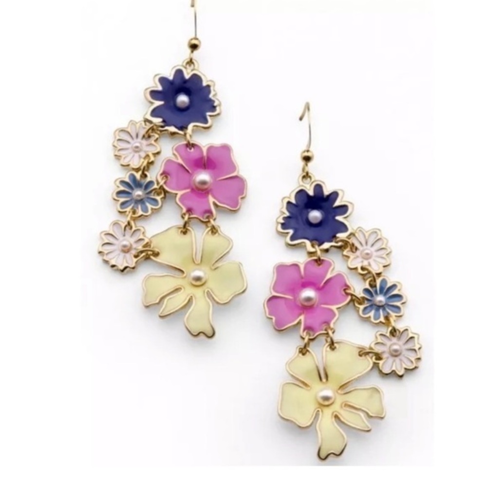 Jewelmint Bella Flora Earrings - 14k Gold Plated, Rare Acrylic Discontinued!